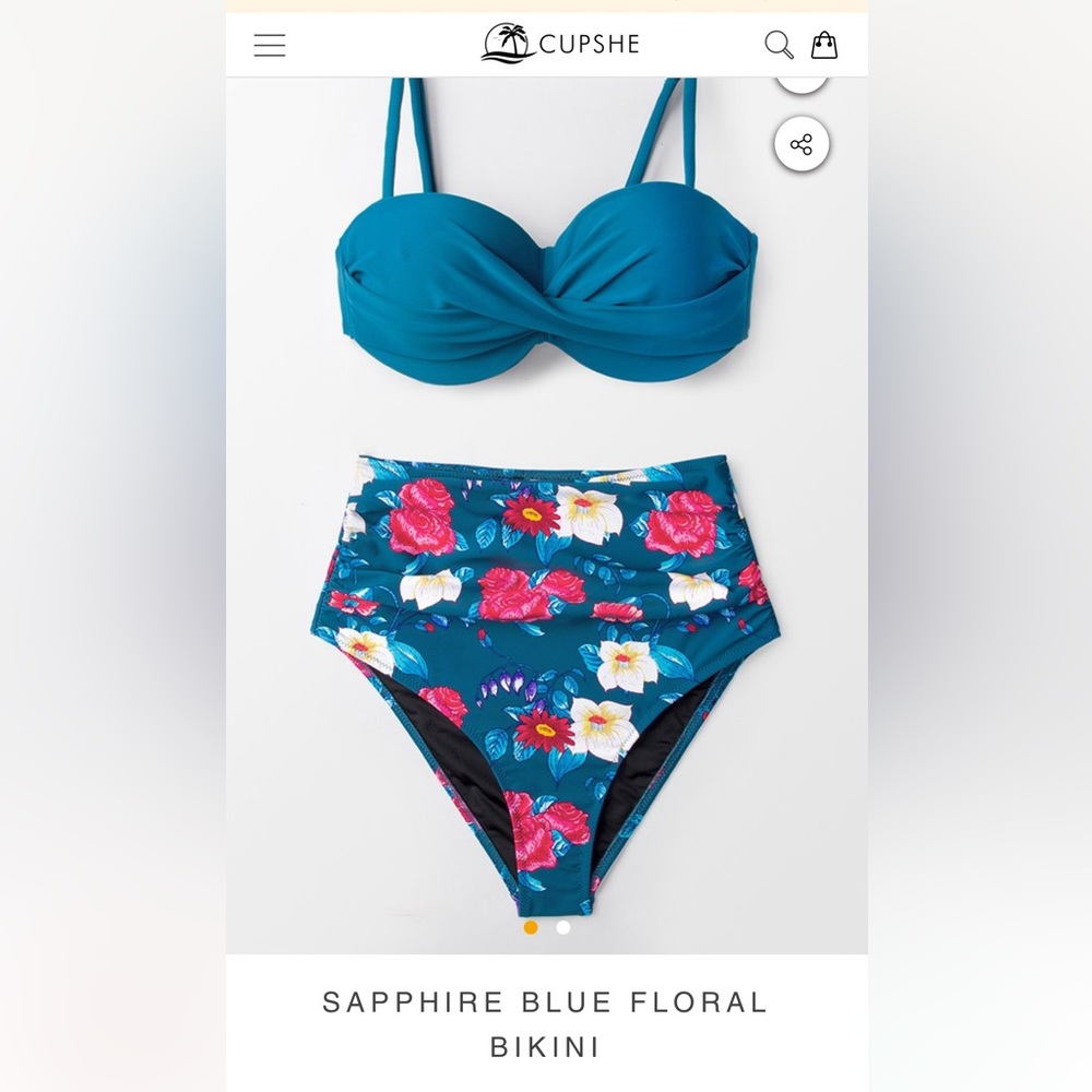 NWT Cupshe Sapphire Blue Floral Bikini